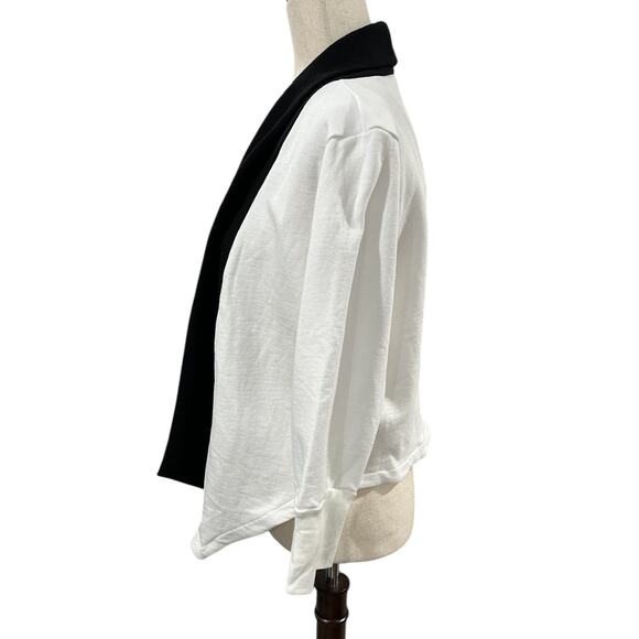 NEW NWT Chaser Black and White Open Front 3/4 Sleeve Jacket Size L - Picture 3 of 4